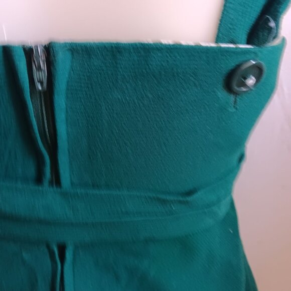 Vintage 1970's Sz 9 Green Peasant Boho German Barmaid Dress Lace-Up Bodice - Picture 7 of 13